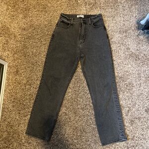 Abercrombie ankle straight high rise black/grey
